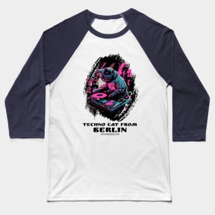 Techno Cat - Techno cat from Berlin- Catsondrugs.com - rave, edm, festival, techno, trippy, music, 90s rave, psychedelic, party, trance, rave music, rave krispies, rave flyer Baseball T-Shirt